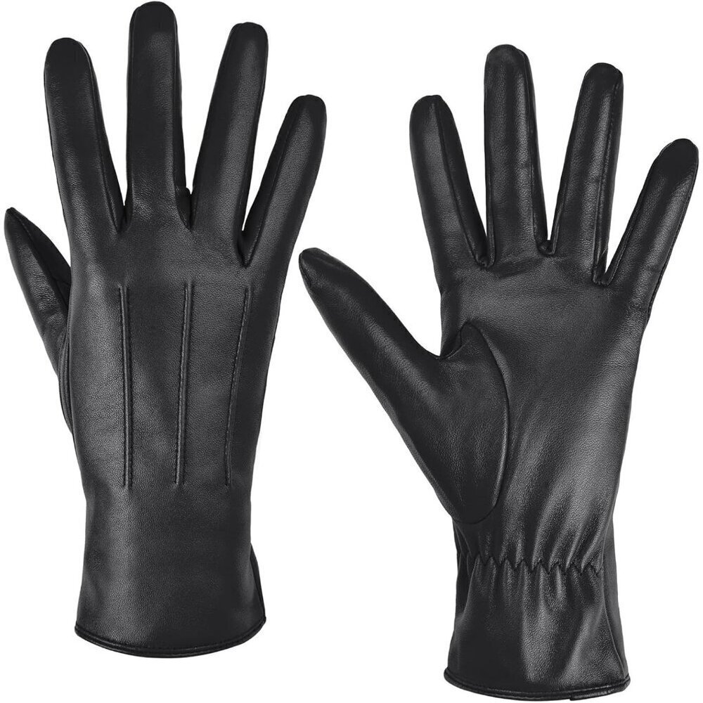 🆕Harssidanzar Women's Black Cashmere Lining Driving Lambskin Leather Gloves
